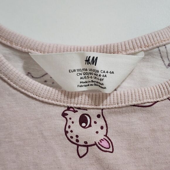 H&M Girls Baby Deer Pink Cotton Jersey Dress Size 5t New without Tags - Picture 5 of 6